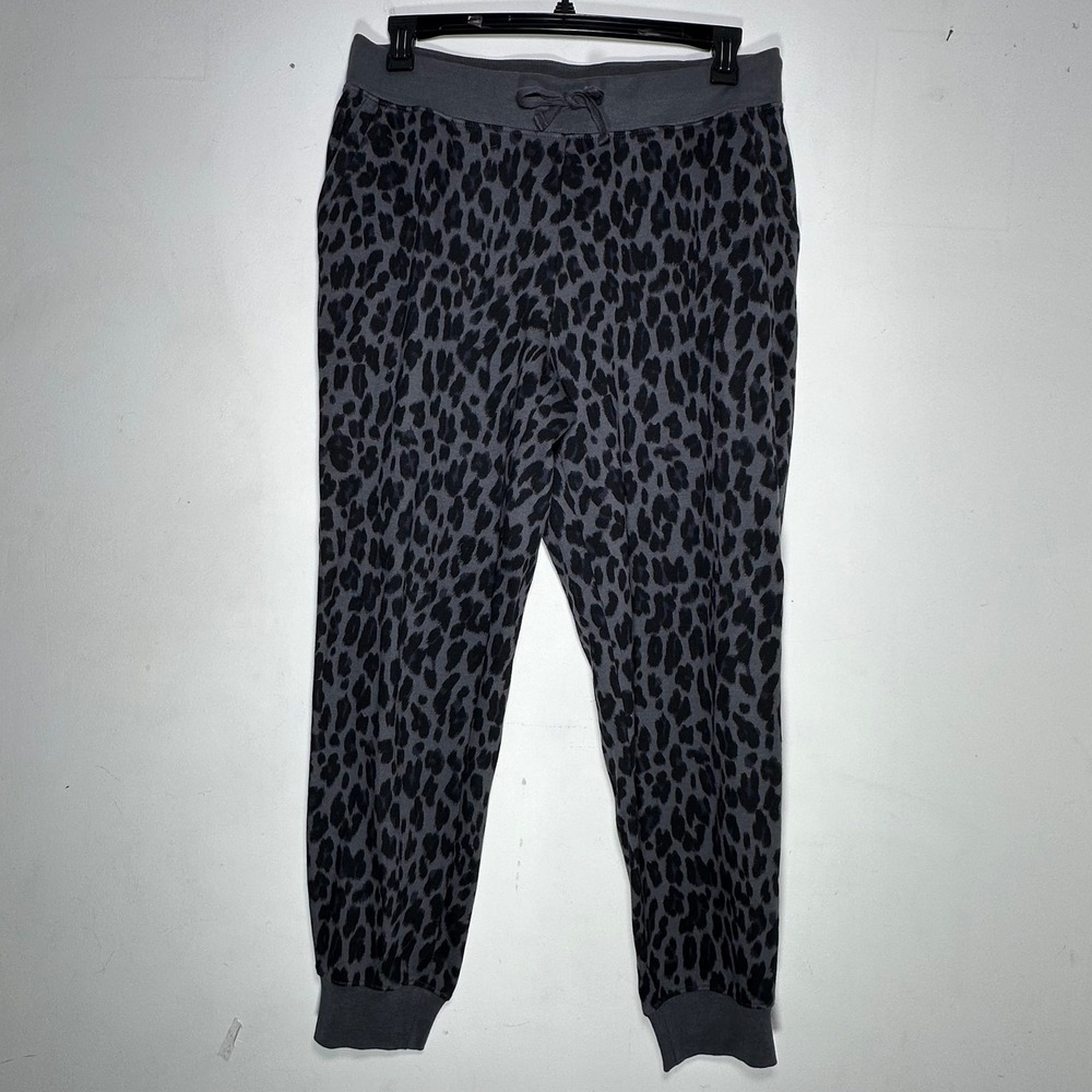 Style & Co Womens Leopard Print Jogger Pants Grey Black Cotton Blend Medium‎